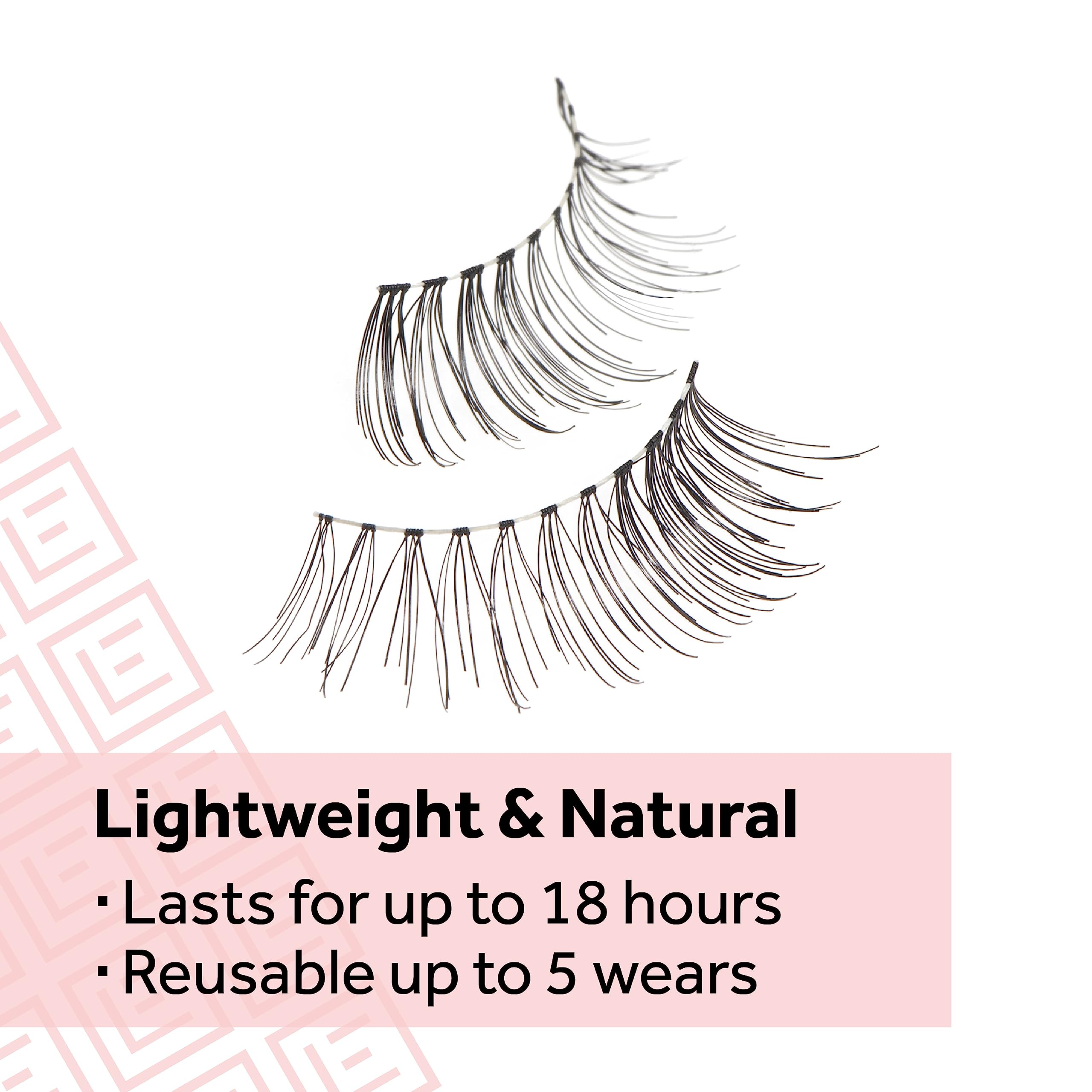 Applying Eylure Naturals Accent No. 003 lashes with cushioned band for comfort.