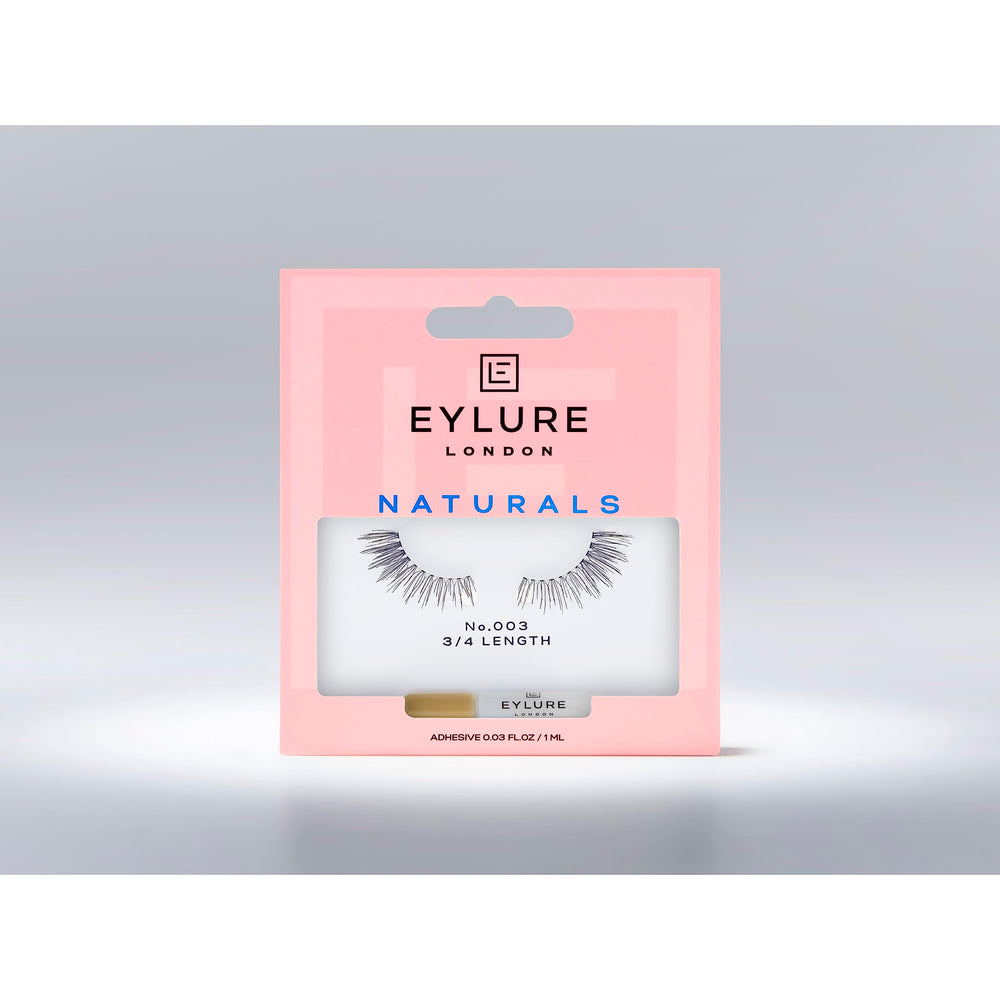 Open packaging of Eylure Naturals Accent No. 003 lashes ready to wear.