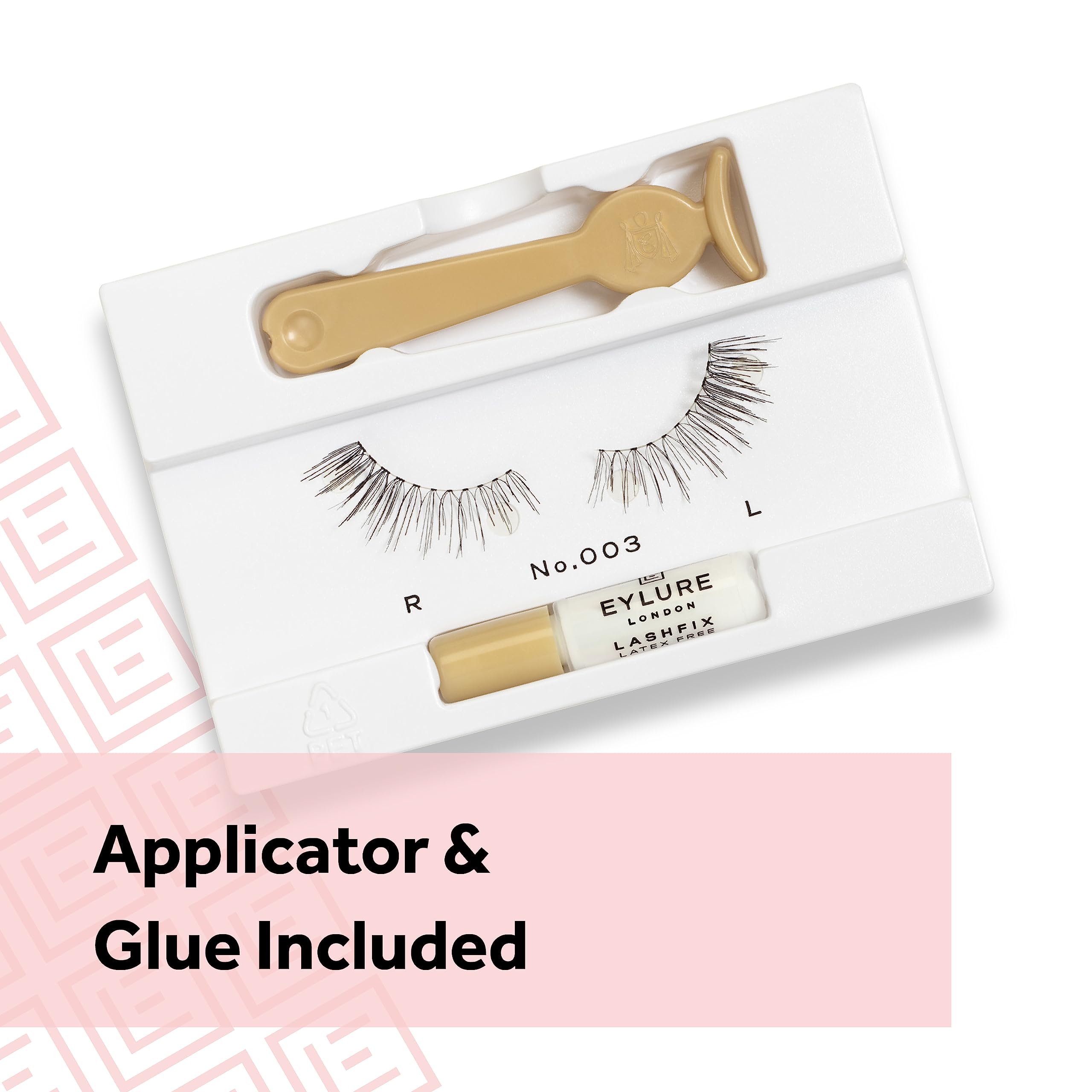 Eylure Naturals Accent No. 003 three-fourth length lashes shown in profile for gentle fullness.