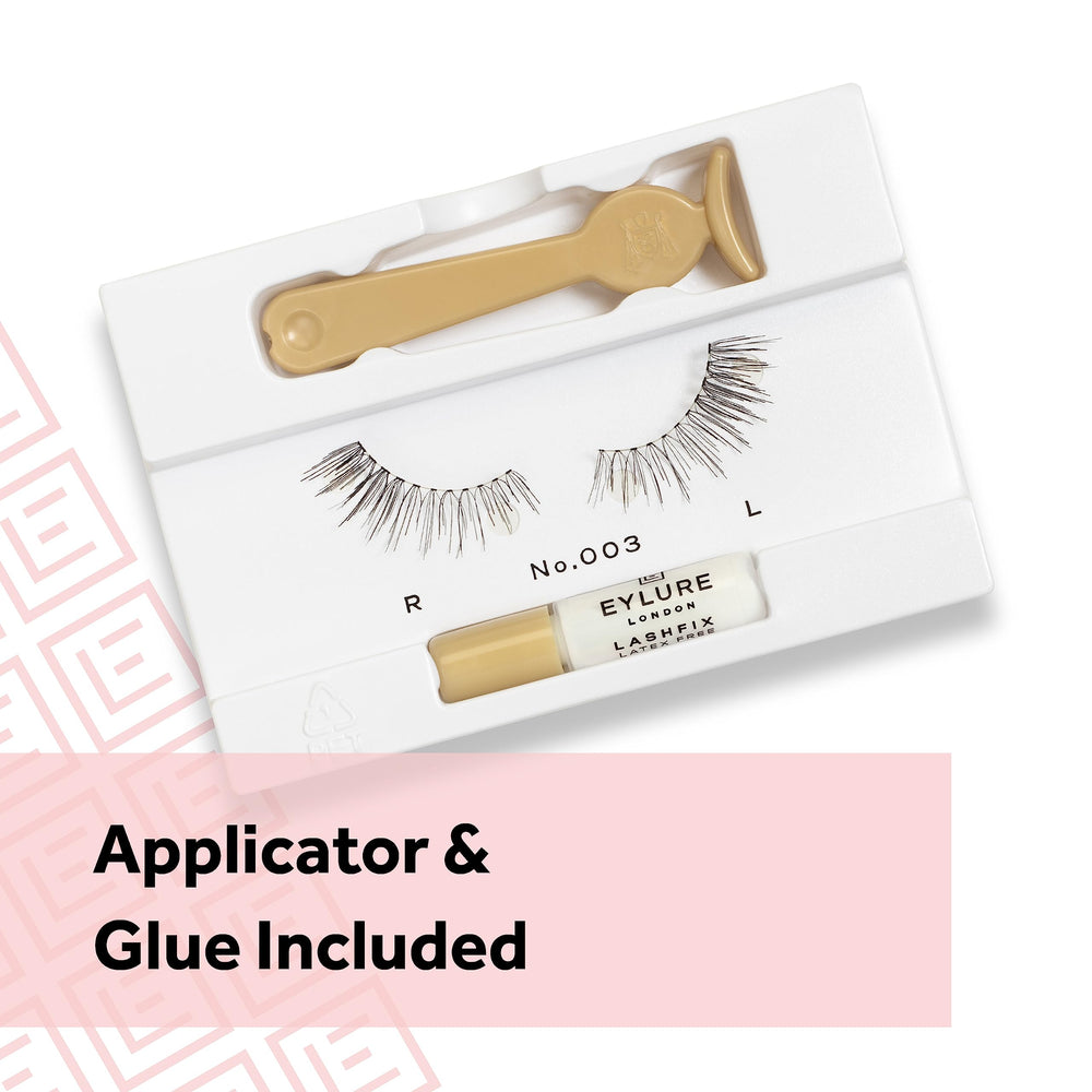 Eylure Naturals Accent No. 003 three-fourth length lashes shown in profile for gentle fullness.