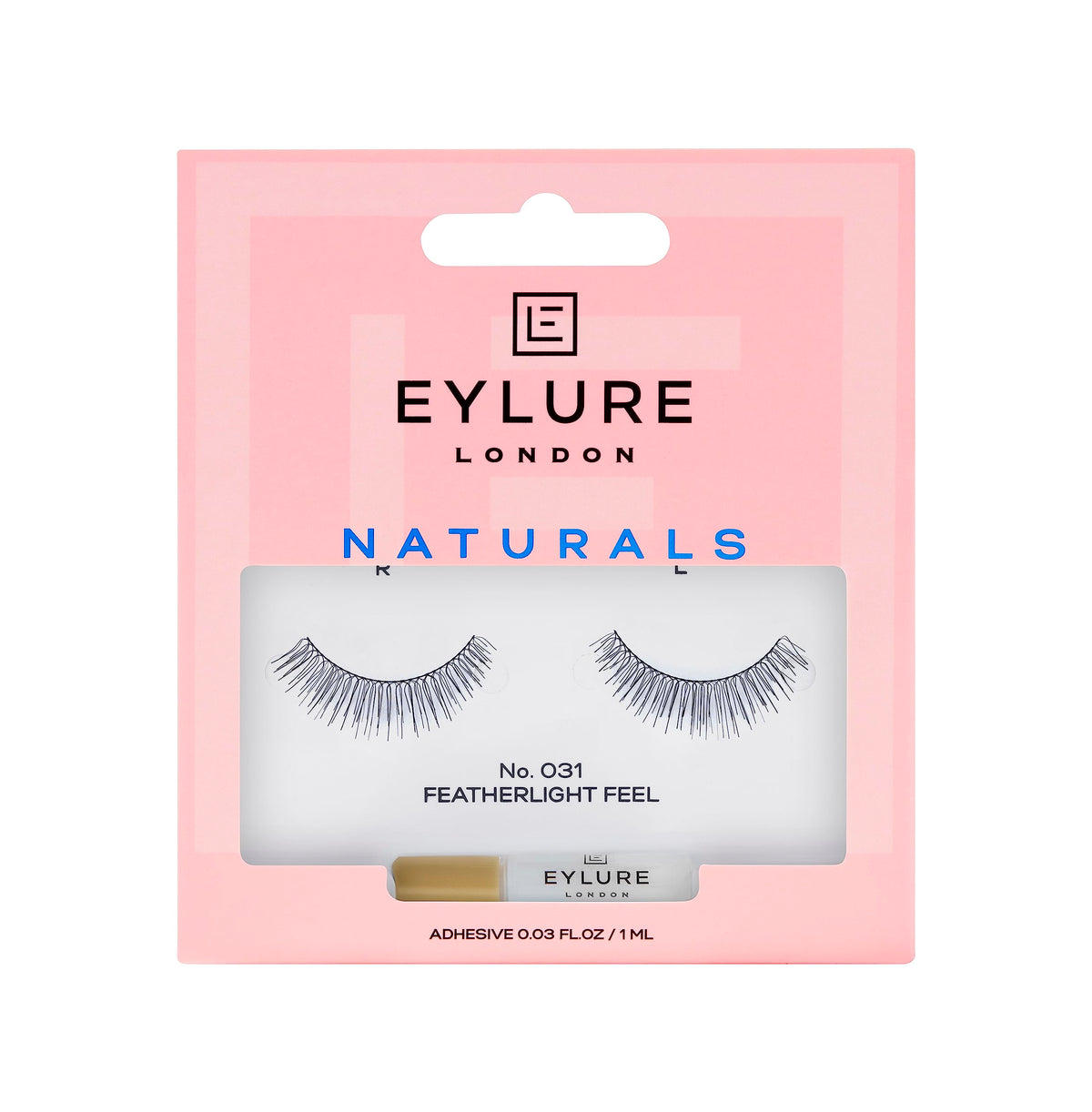 Eylure Naturals No. 031 lash strip for a soft, natural finish.