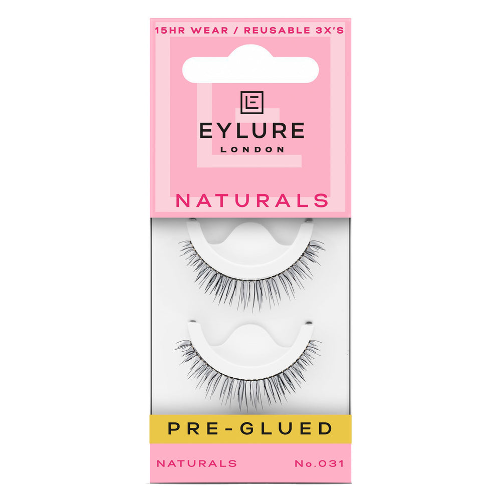 Eylure Naturals No. 031 pre-glued band close-up for fast, mess-free wear.