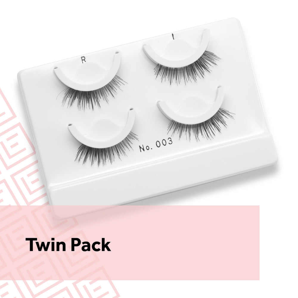 Eylure No. 003 pre-glued band creates built-in liner look for easy wear.