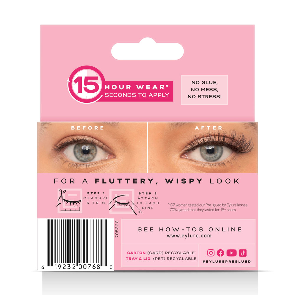 Eylure No.117 vegan cruelty-free lashes presented for wear.