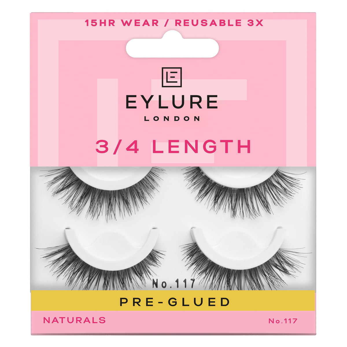 Eylure No.117 pre-glued wispy lashes on lash line for a quick dramatic look.