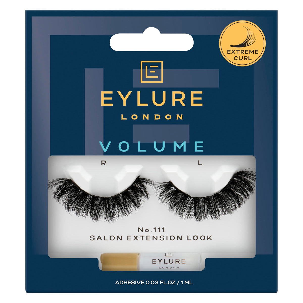 Eylure No.111 lashes close-up with extreme curl for dramatic eyes.