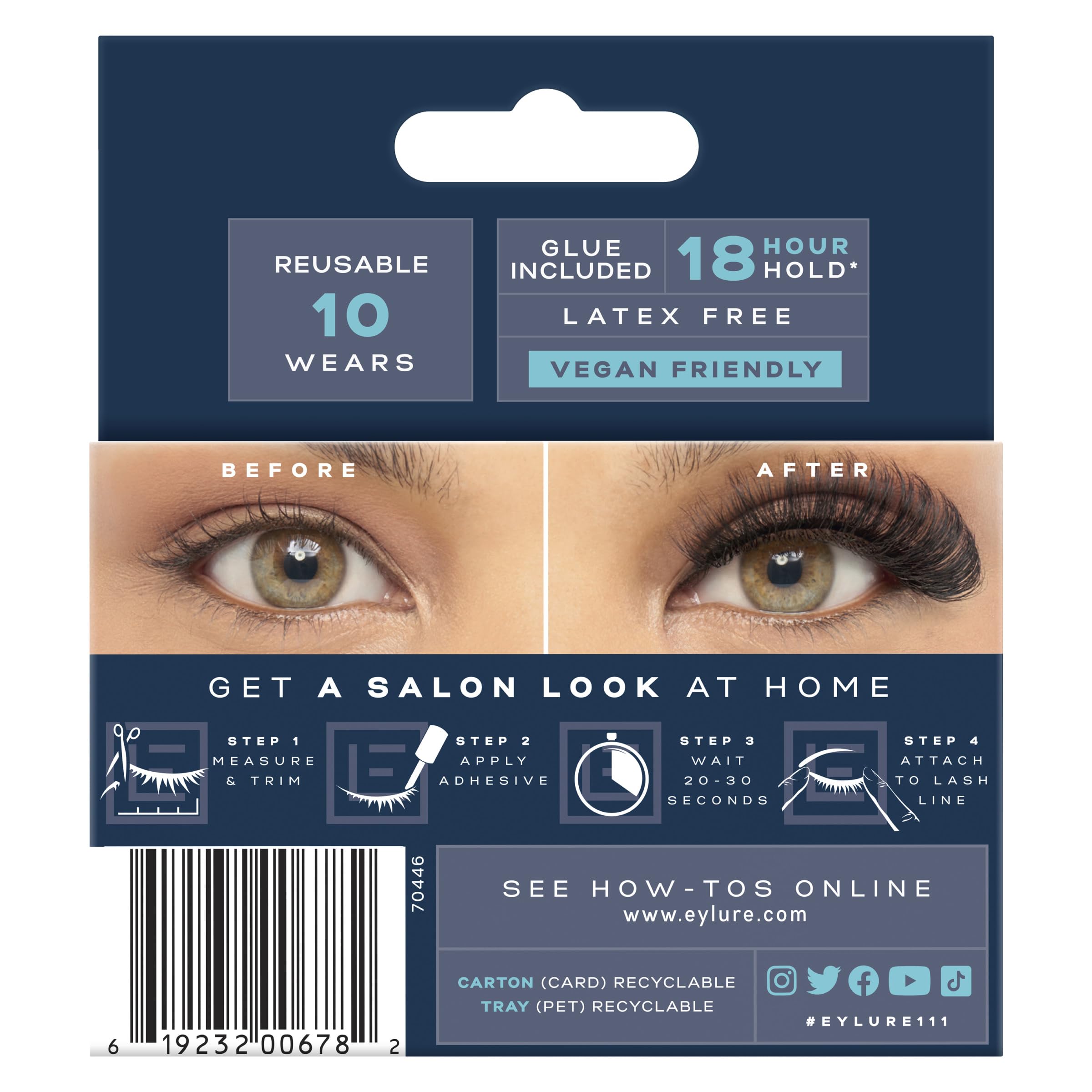 Eylure No.111 lashes shown as vegan and cruelty-free option.
