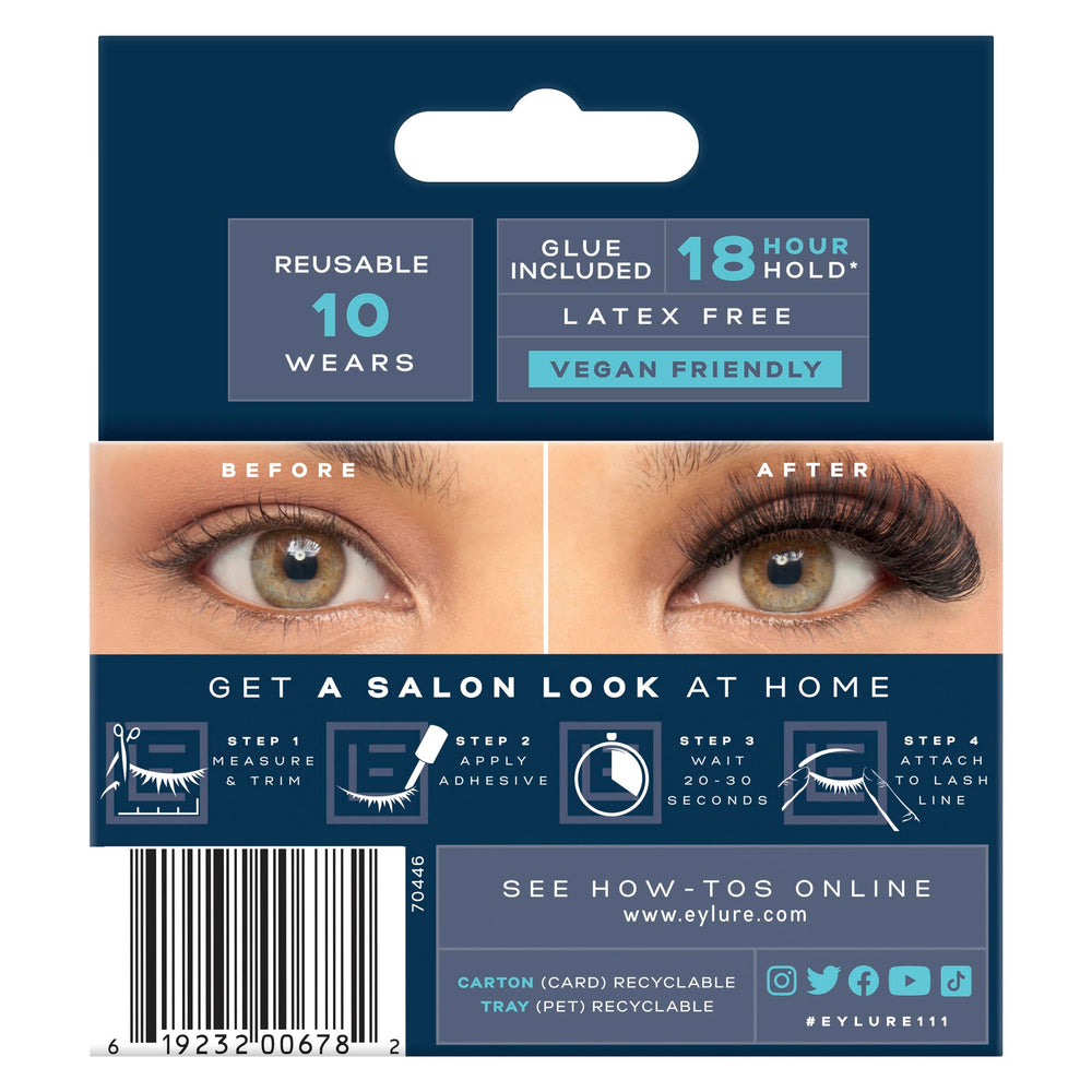 Eylure No.111 lashes shown as vegan and cruelty-free option.