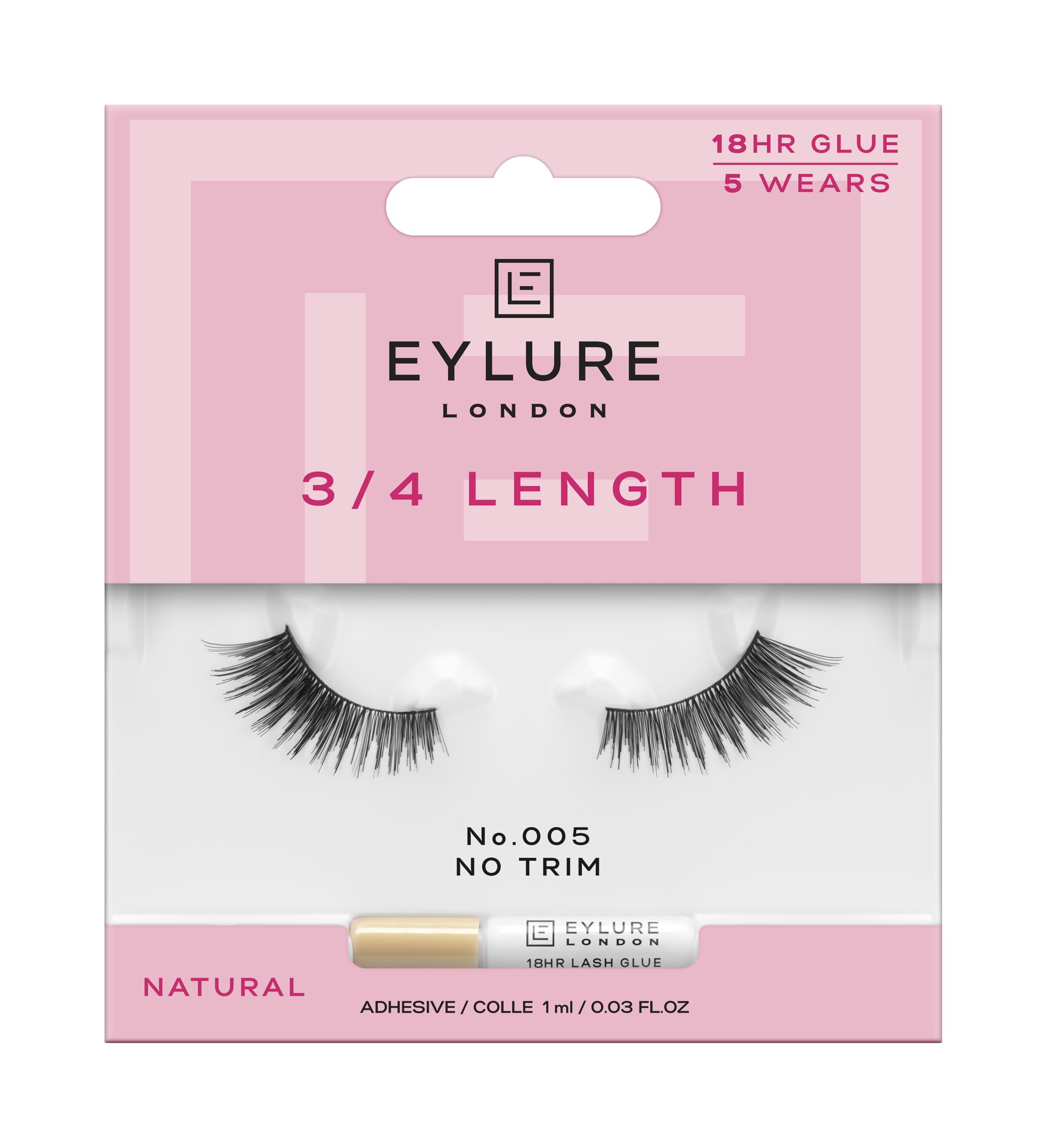Eylure Volume Accent No. 005 lashes pack for bold, natural-looking fullness.
