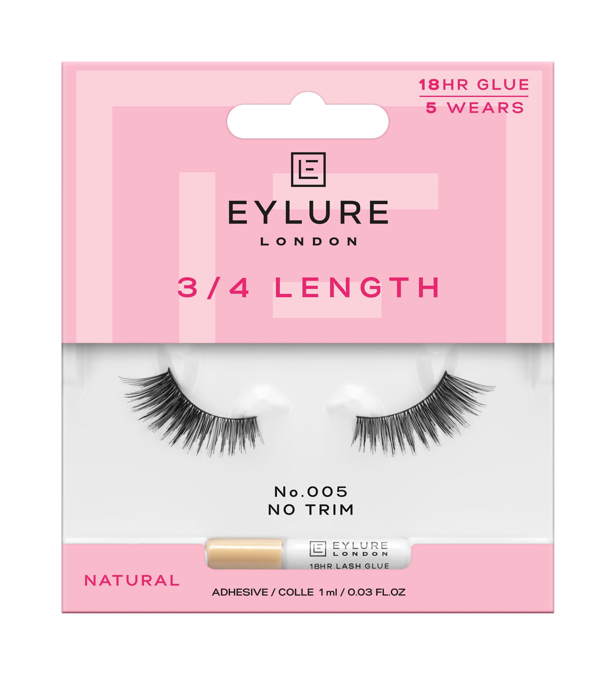 Eylure Volume Accent No. 005 lashes pack for bold, natural-looking fullness.