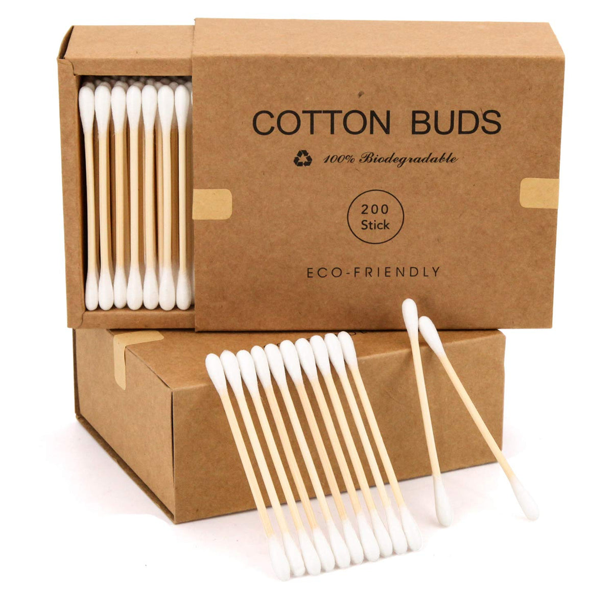 eyxformula bamboo cotton swabs 400-count pack in recyclable kraft boxes for eco-friendly use.