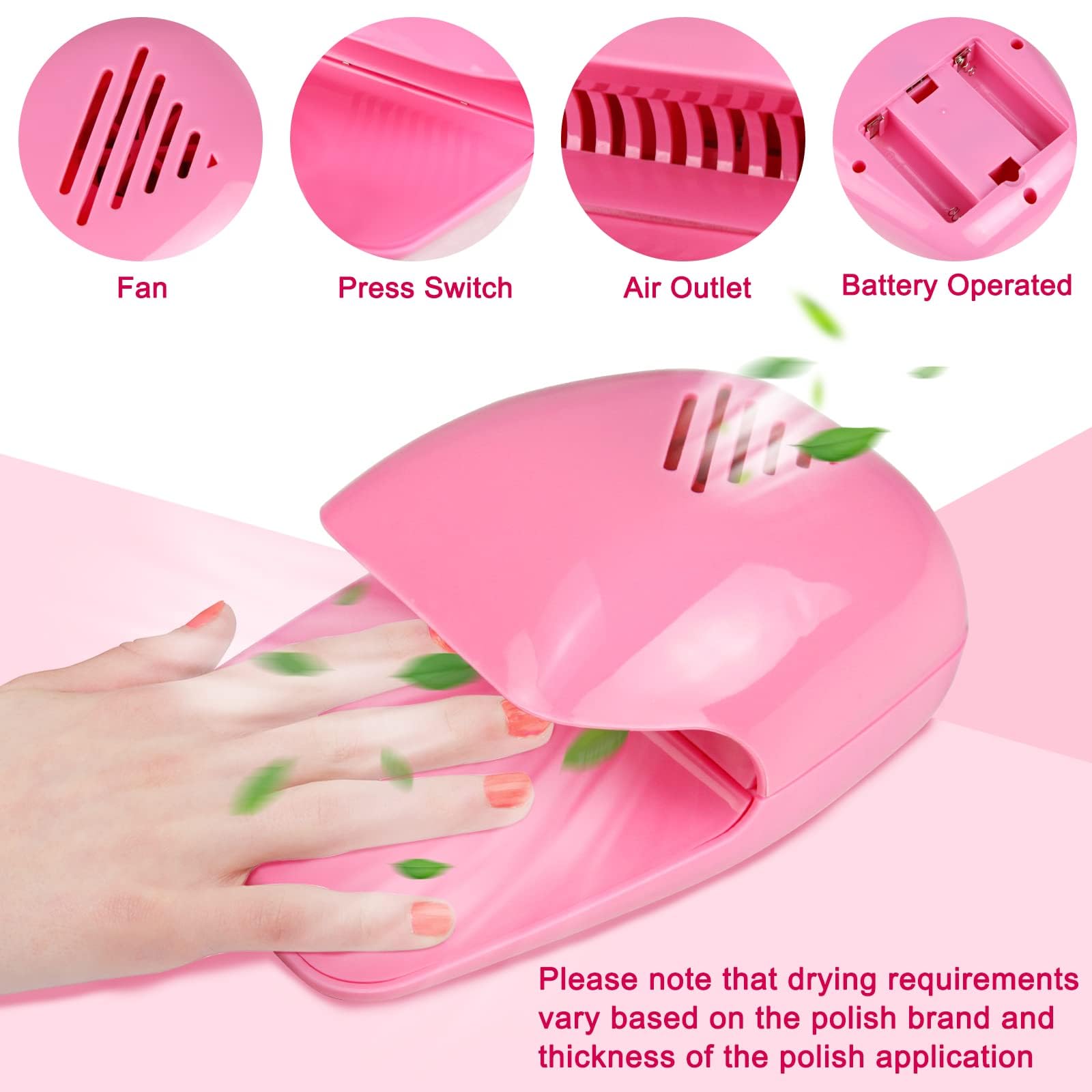 eyxformula pink mini nail dryer easy press-to-start for kids