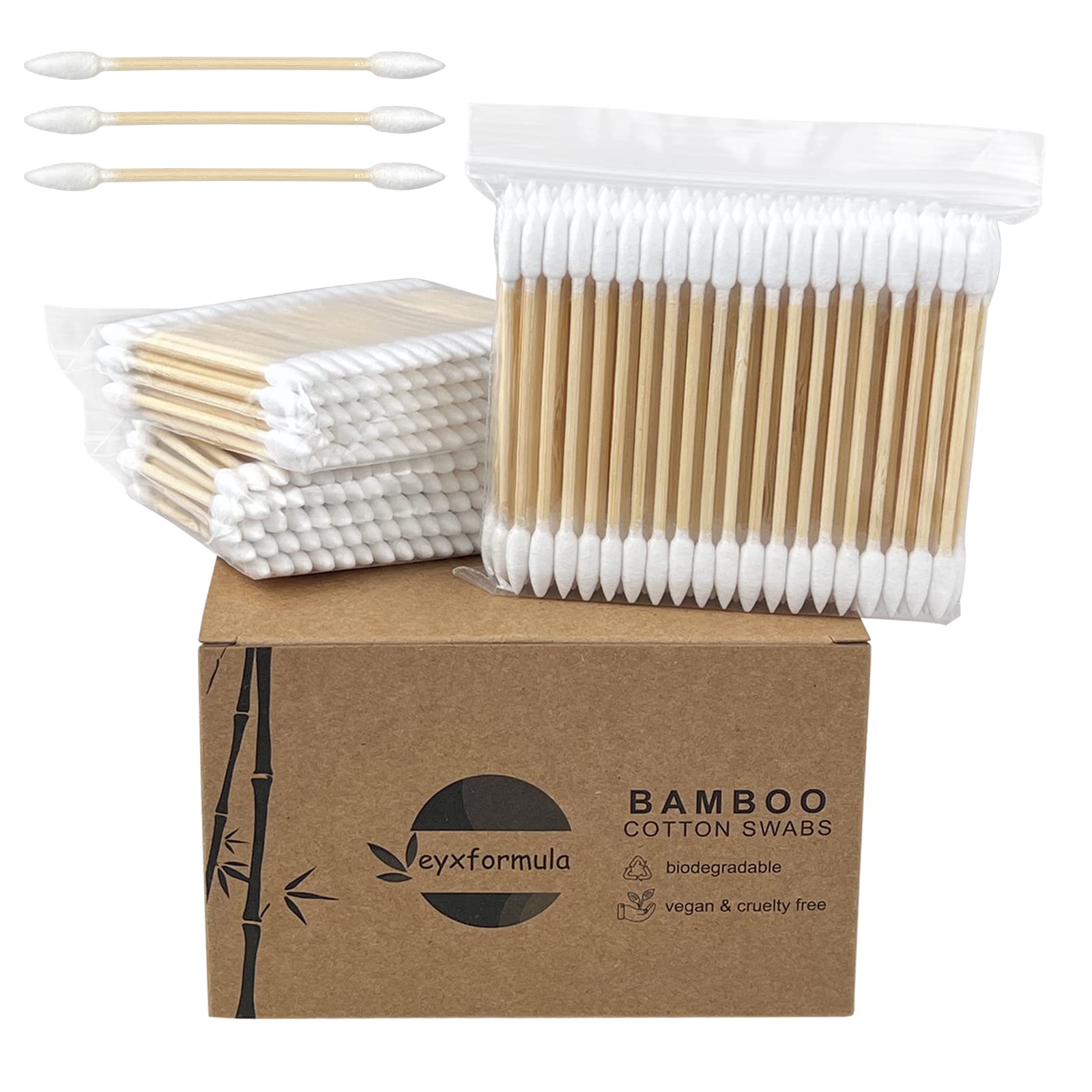 eyxformula pointed-tip cotton swabs with bamboo sticks for precise makeup application