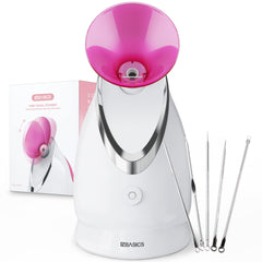 EZBASICS facial steamer front view showing ionic steam for smoother skin prep