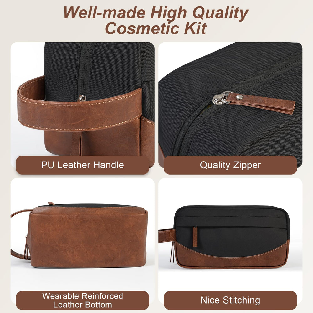 Ezday Dopp kit large-capacity main compartment fits shampoo and shaver.