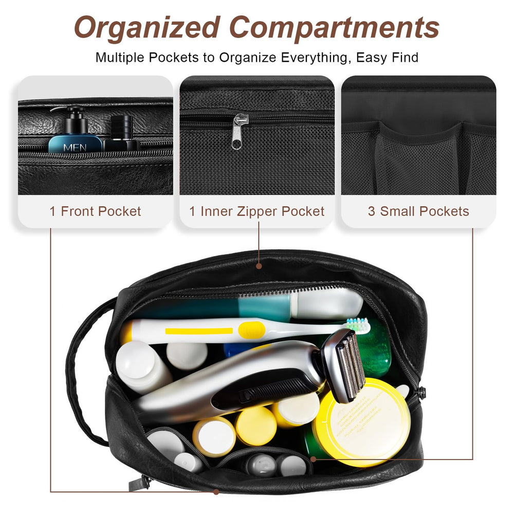 Ezday travel toiletry bag open main compartment reveals roomy space for essentials