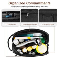 Ezday travel toiletry bag open main compartment reveals roomy space for essentials