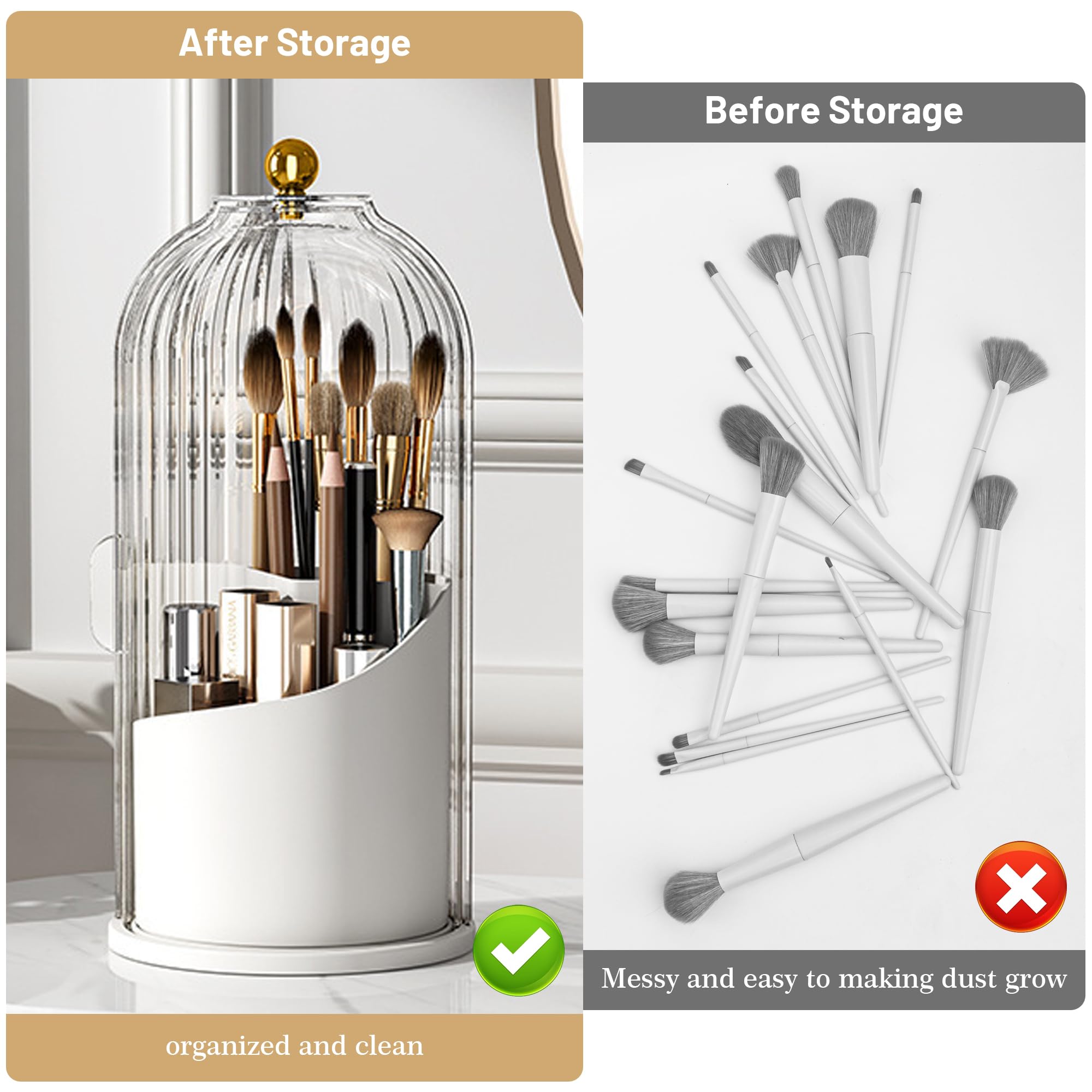 Ezebesta left-right opening design speeds brush access on the vanity.