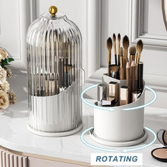 Ezebesta dustproof brush organizer with stable base keeps vanity neat.