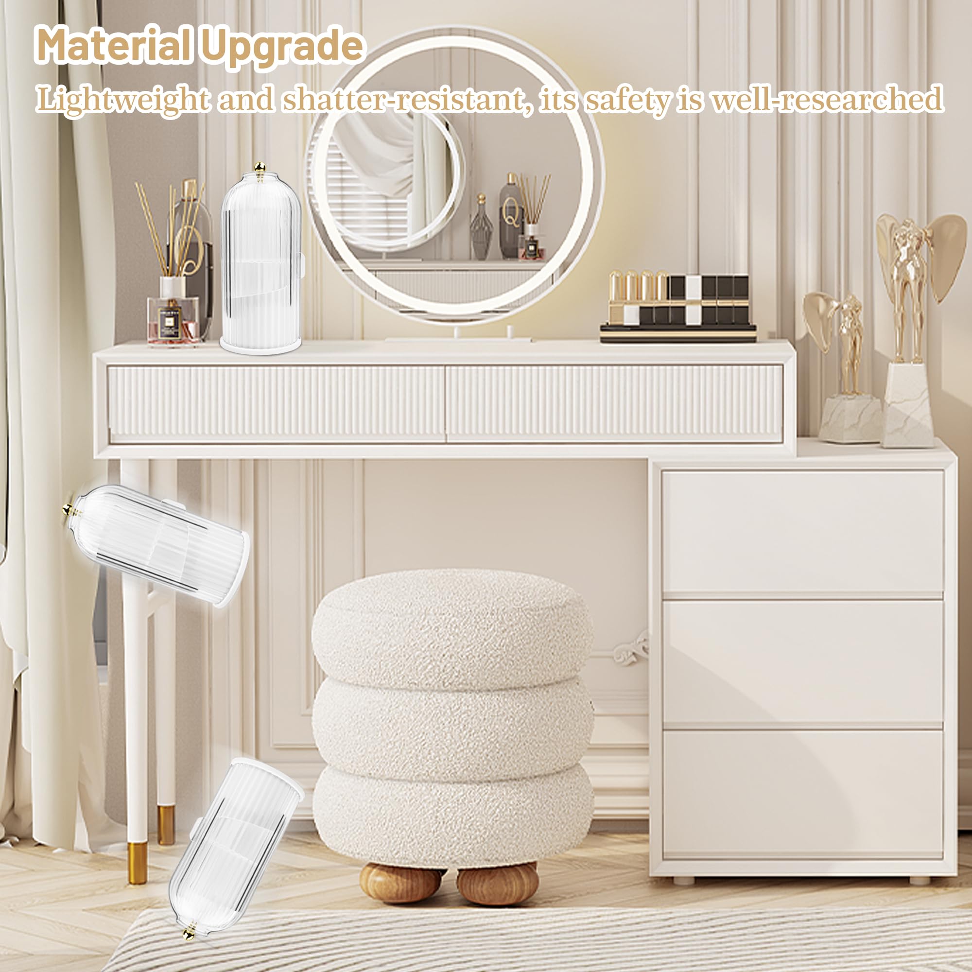 Ezebesta stable base prevents tipping during use on a glossy vanity surface.