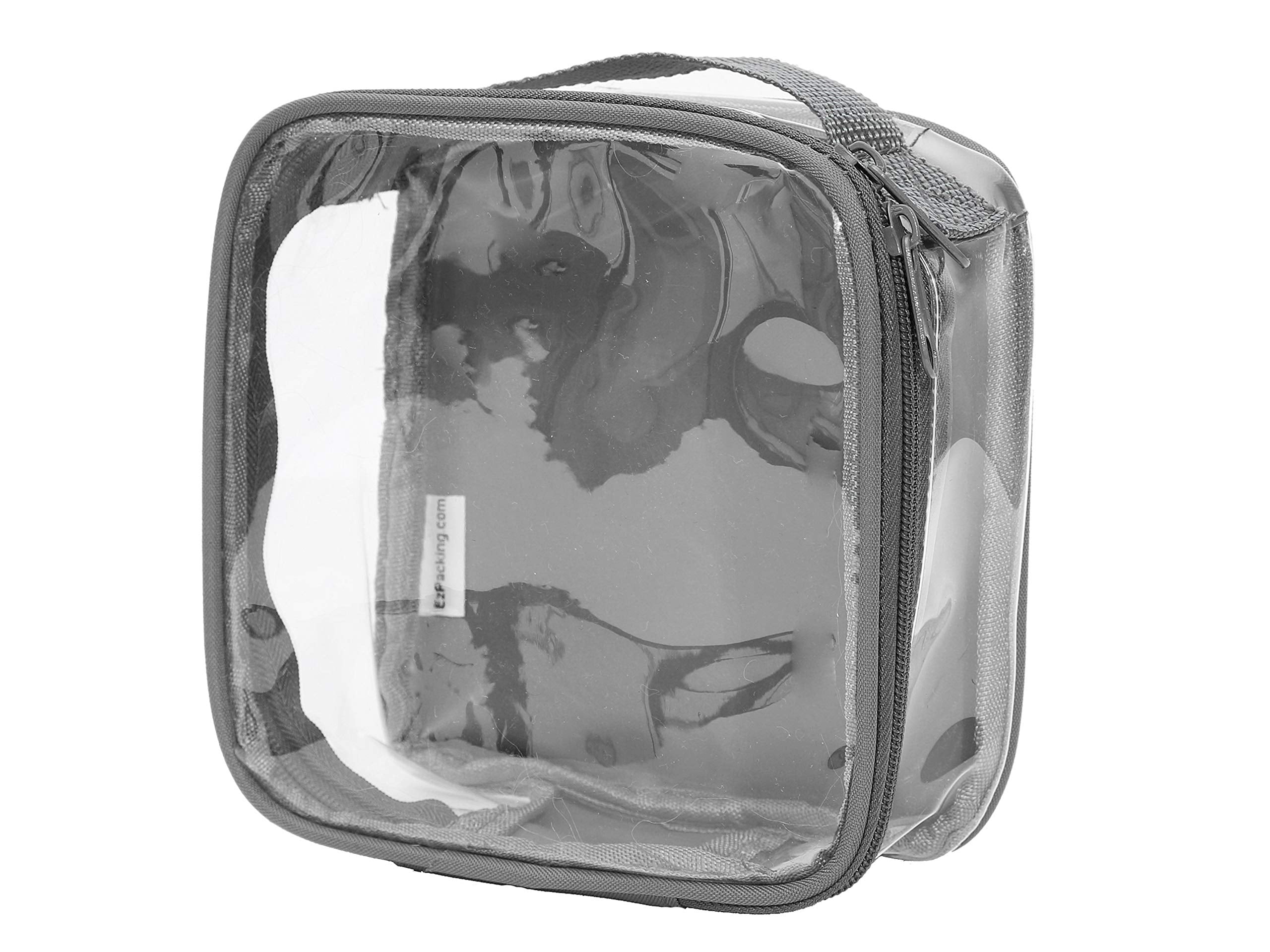 EzPacking clear TSA bag top view showing organized 3-1-1 compartments for quick security