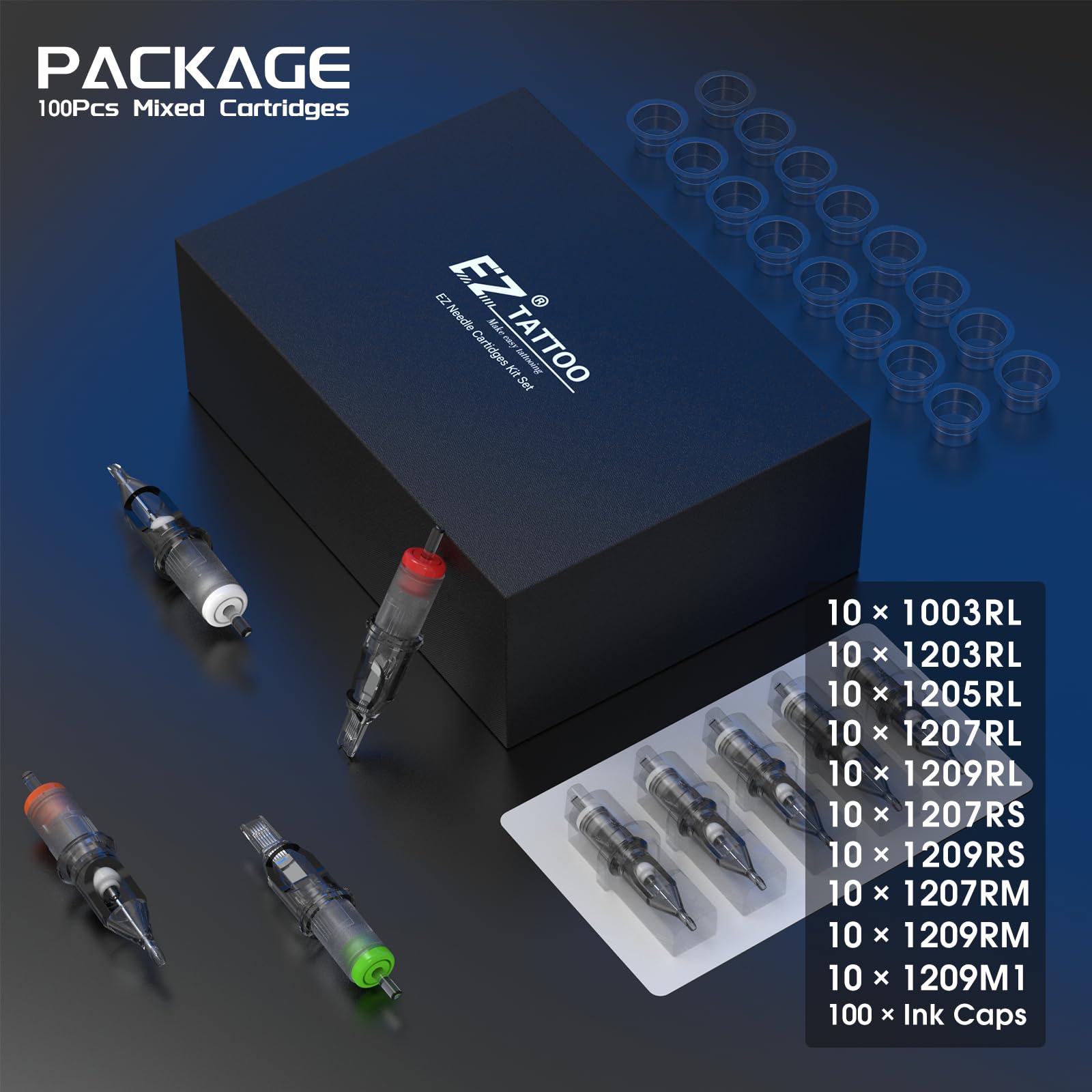 EZTAT2 cartridge needles with safety membrane to reduce ink backflow.
