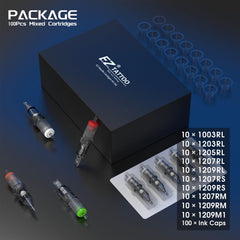 EZTAT2 cartridge needles with safety membrane to reduce ink backflow.