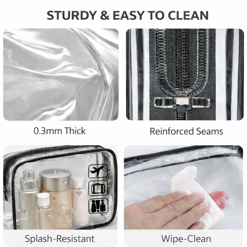 F-color clear toiletry bag interior with deodorizing packet.