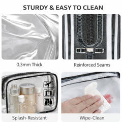 F-color clear toiletry bag interior with deodorizing packet.