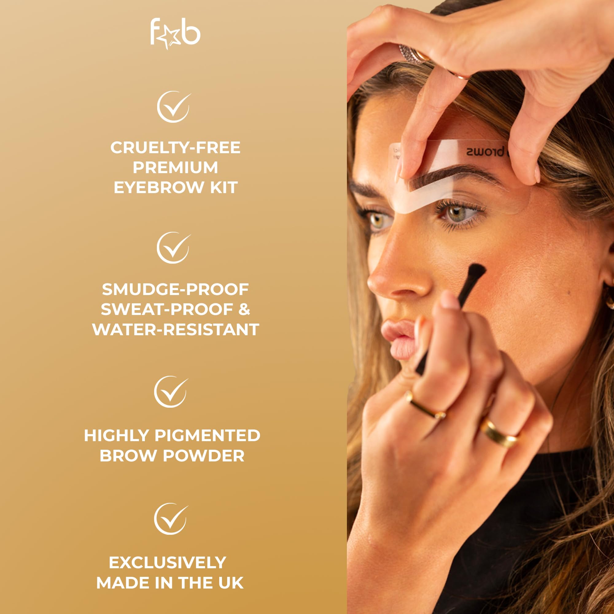 Dual-ended brush shapes and blends for flawless brows.