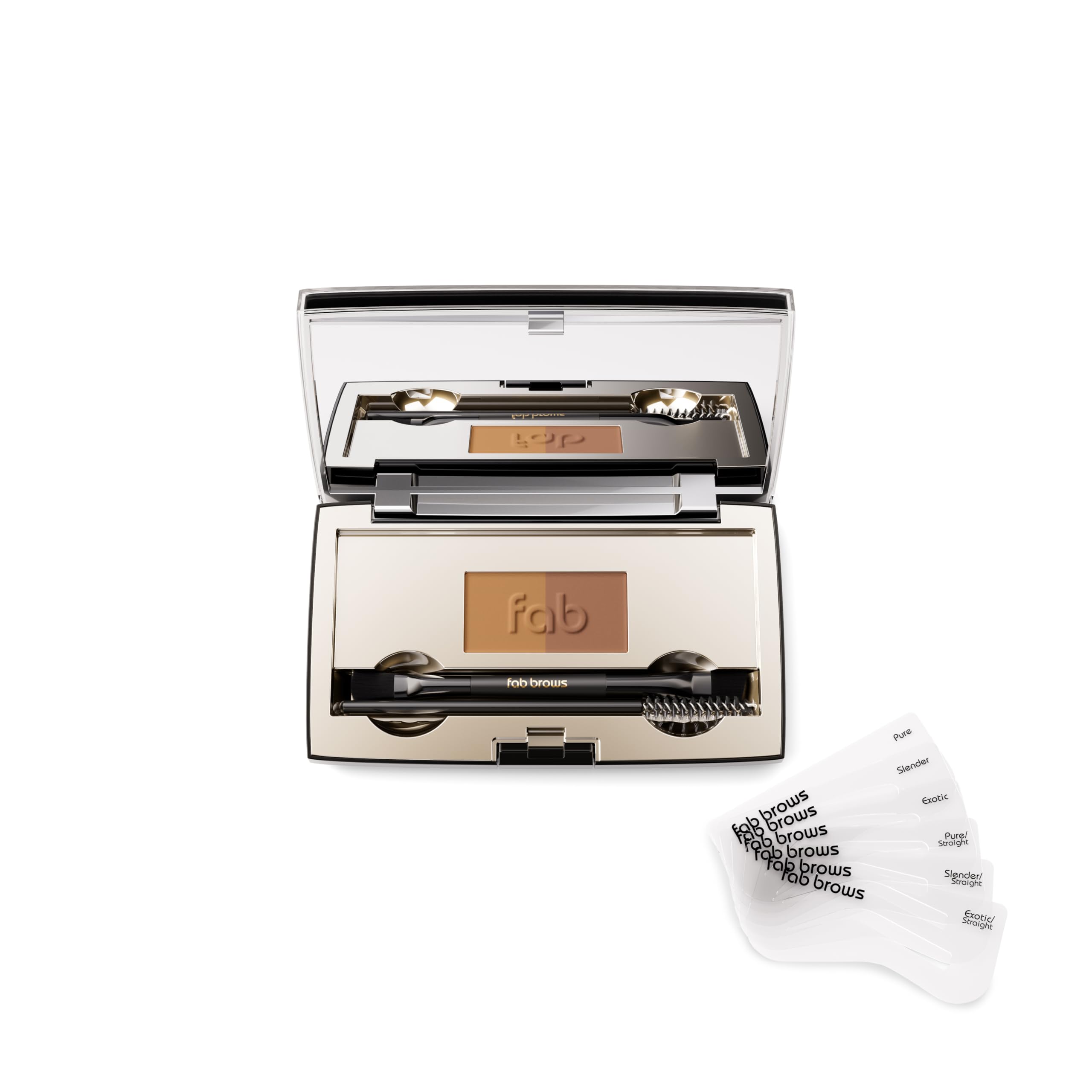 Fab Brows Duo Eyebrow Kit with compact case for precise symmetry.