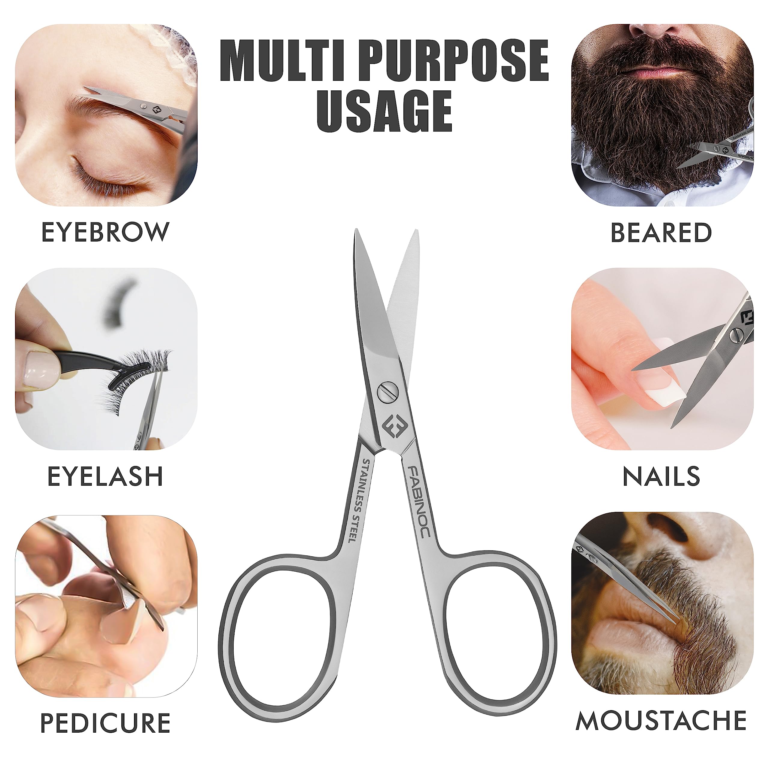 FABINOC curved nail scissors handle grip for comfortable use