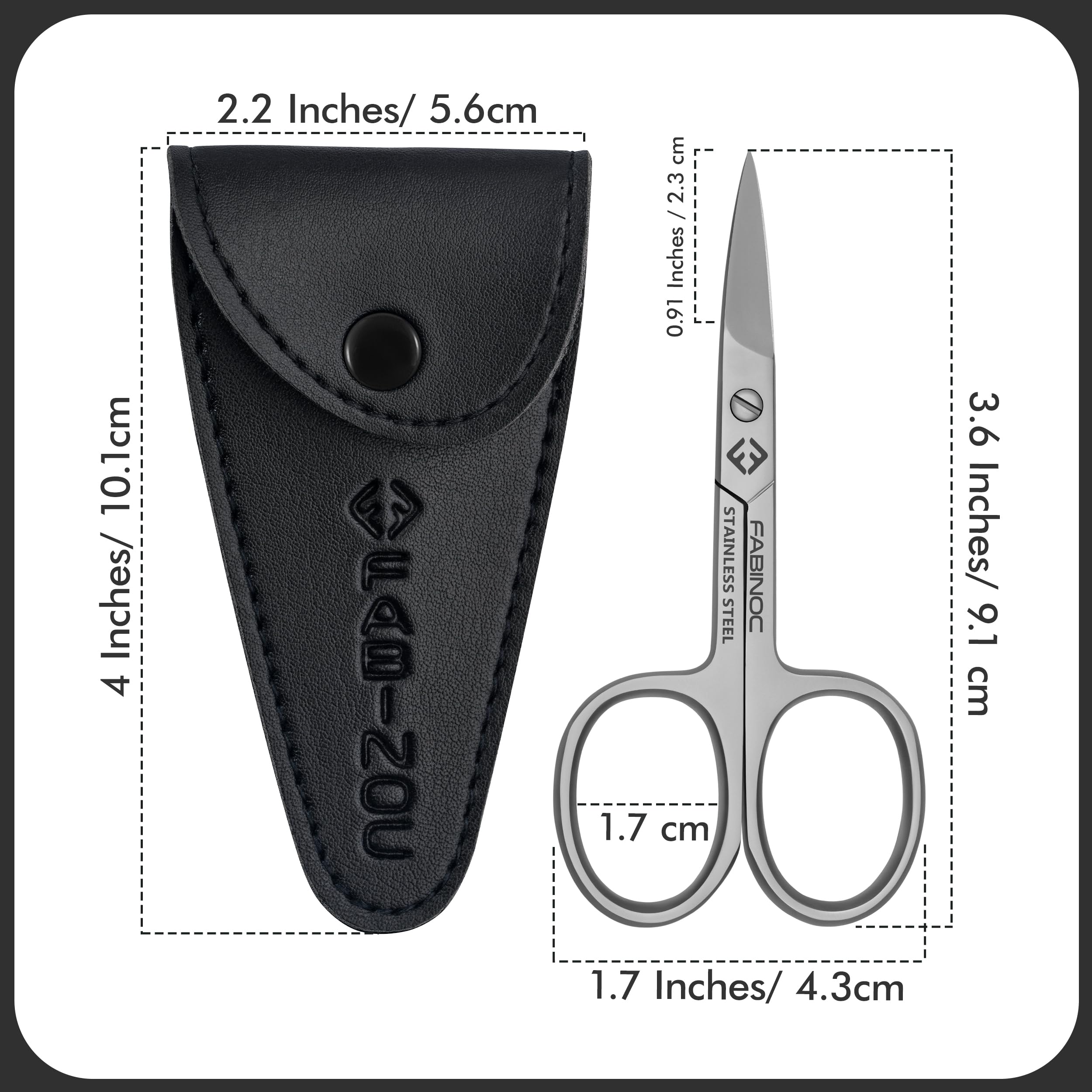 FABINOC curved nail scissors with protective pouch storage