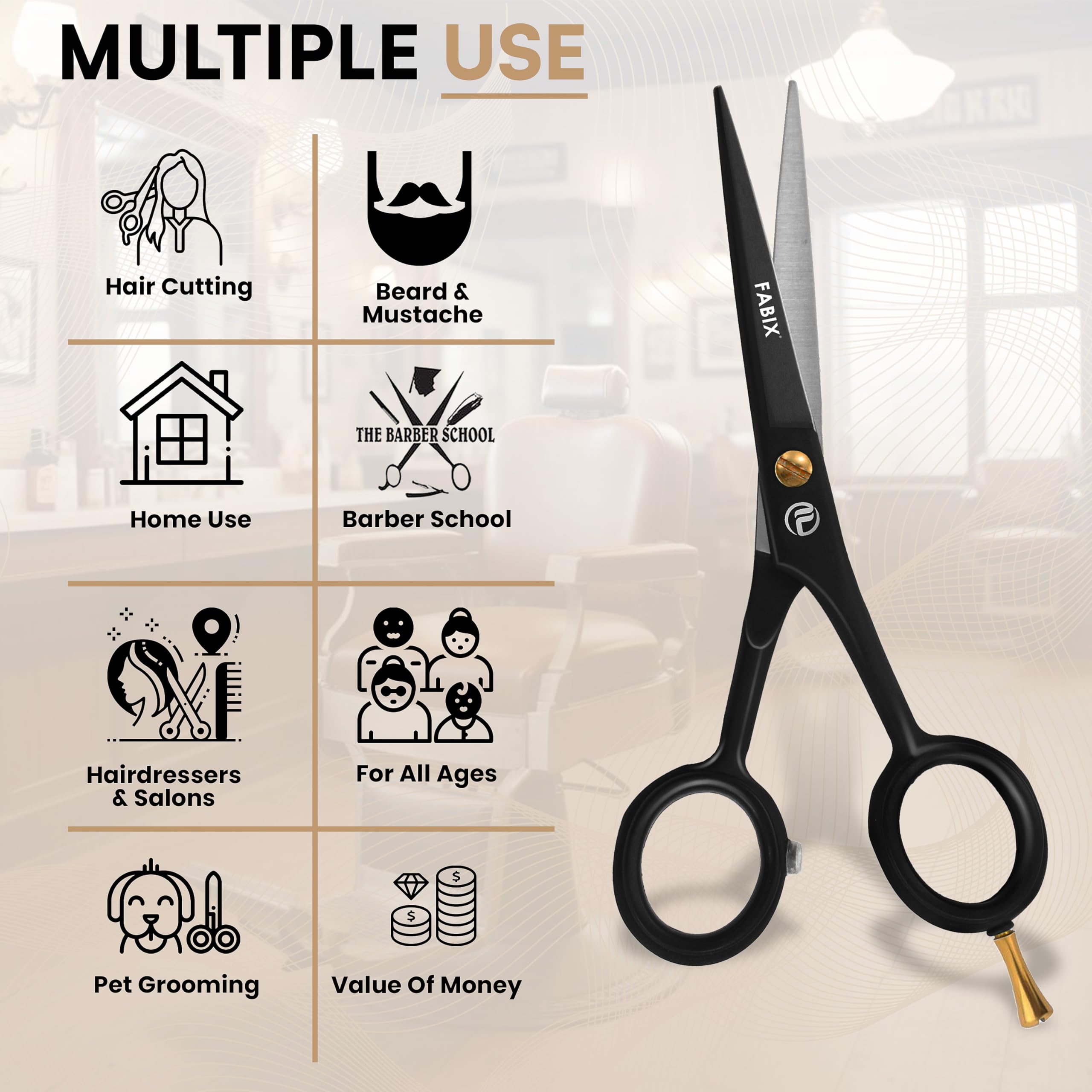 Fabix easy-grip handle enables comfortable, controlled grooming.