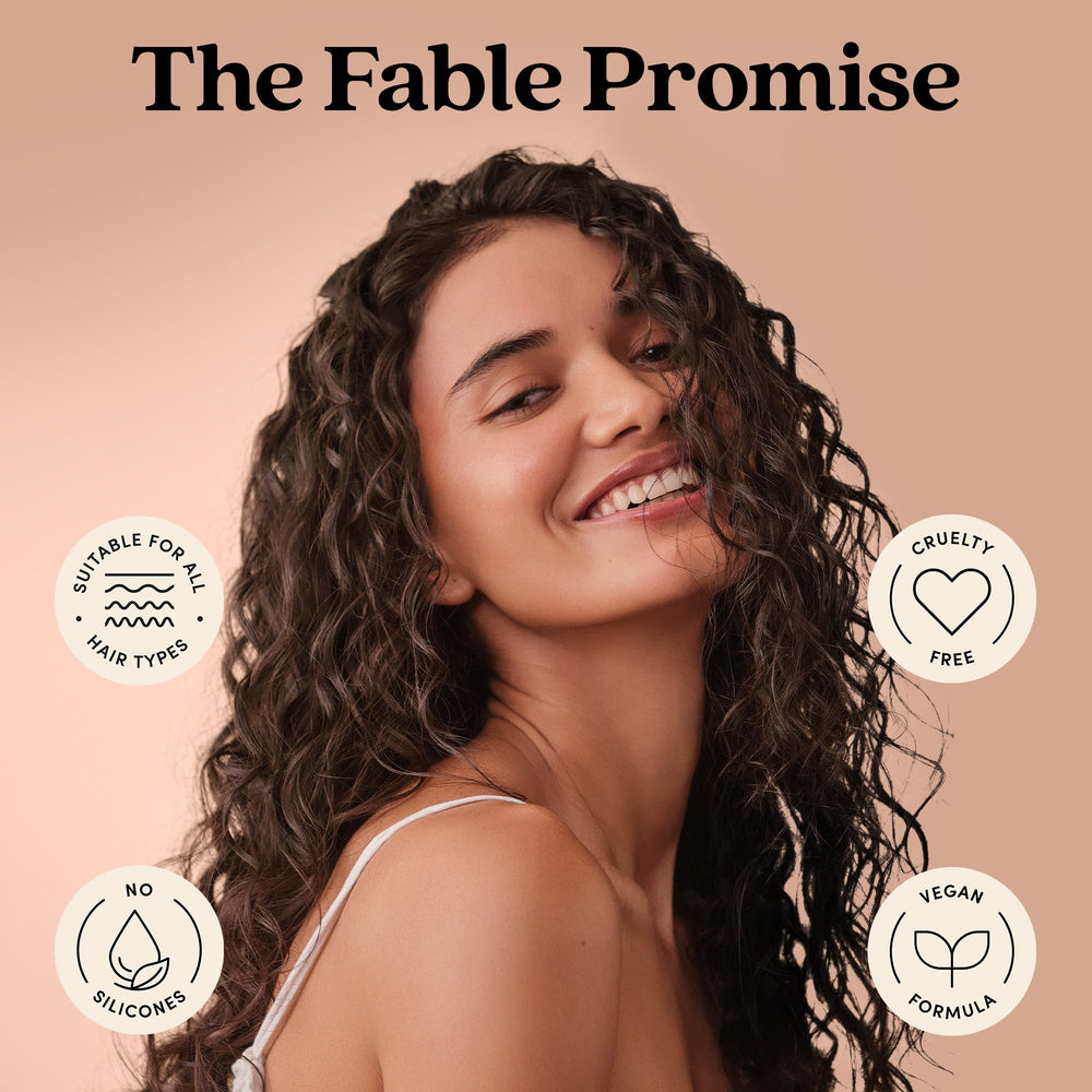 Fable & Mane shiny, healthy-looking hair after use