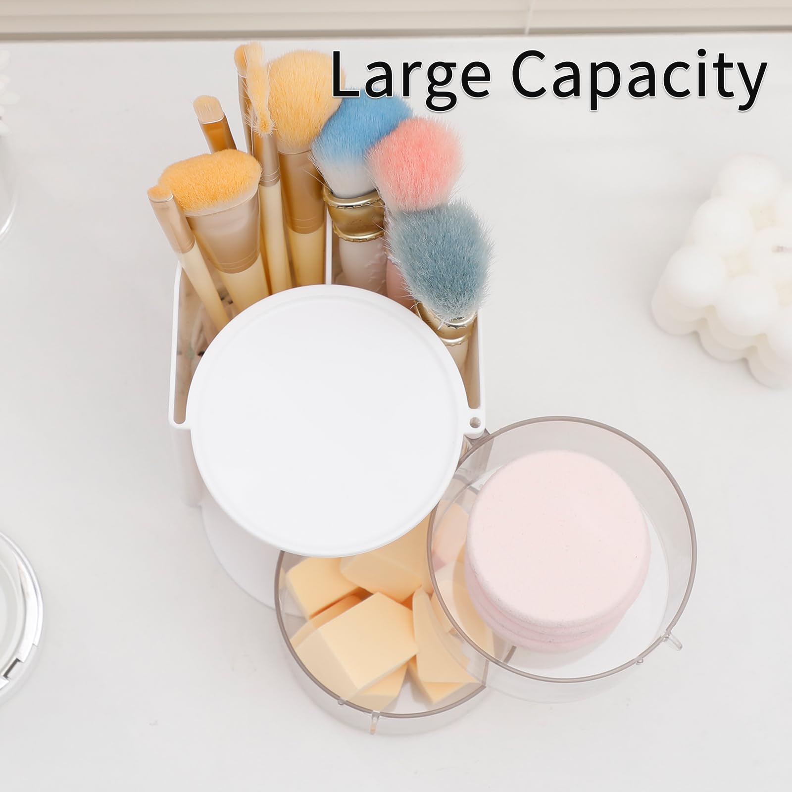 FABROK makeup brush storage compartment keeps tools organized