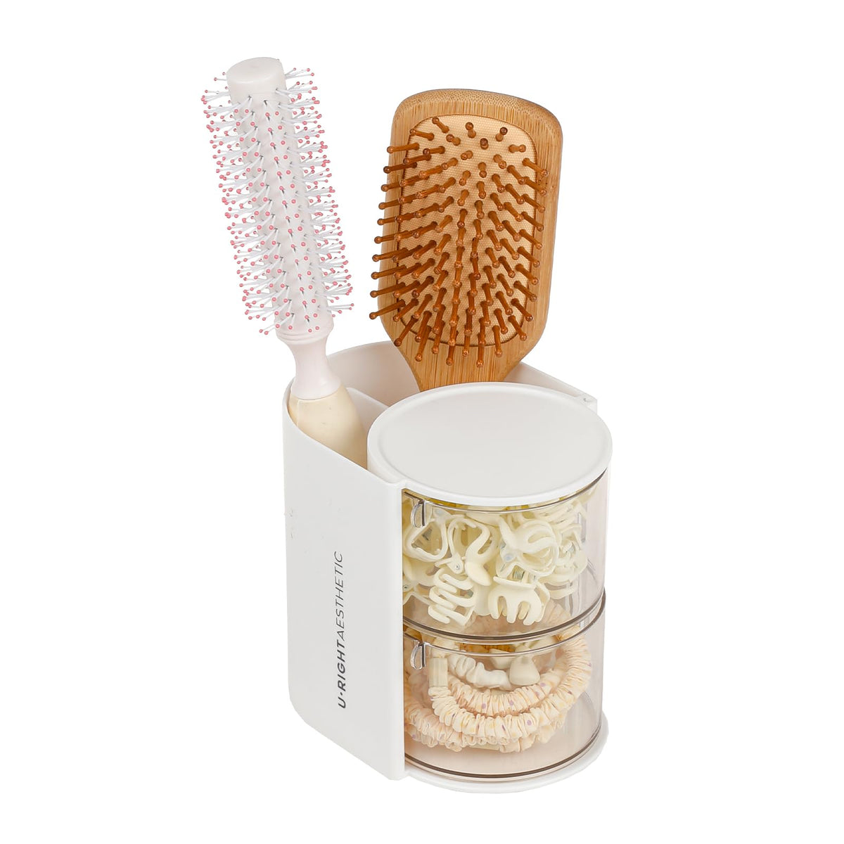 FABROK two-layer clear hair organizer front view for easy access to accessories