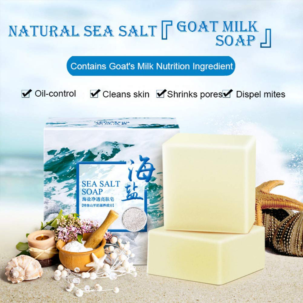 Fabussa sea salt goat milk soap body foam for refreshing cleanse and deodorizing benefits.