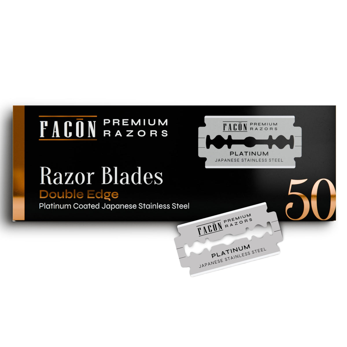 FACON 50-count double-edge blades for a smooth, precise shave.