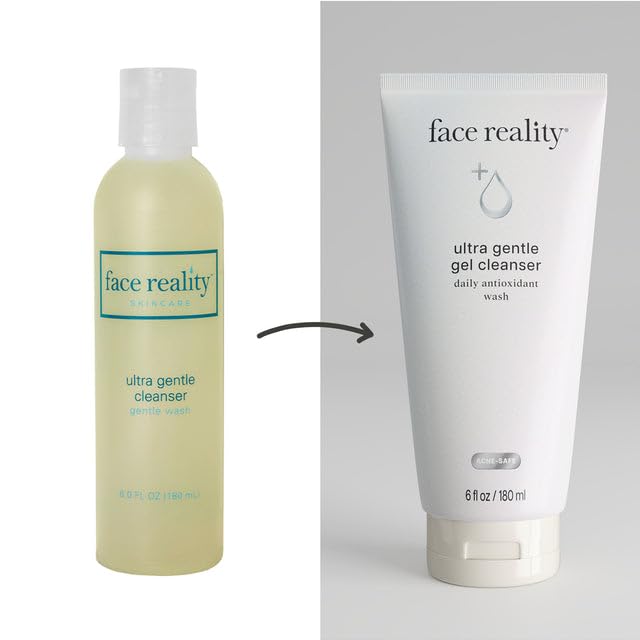 Face Reality Ultra Gentle Cleanser gel texture demonstrates a soothing, non-stripping cleanse.