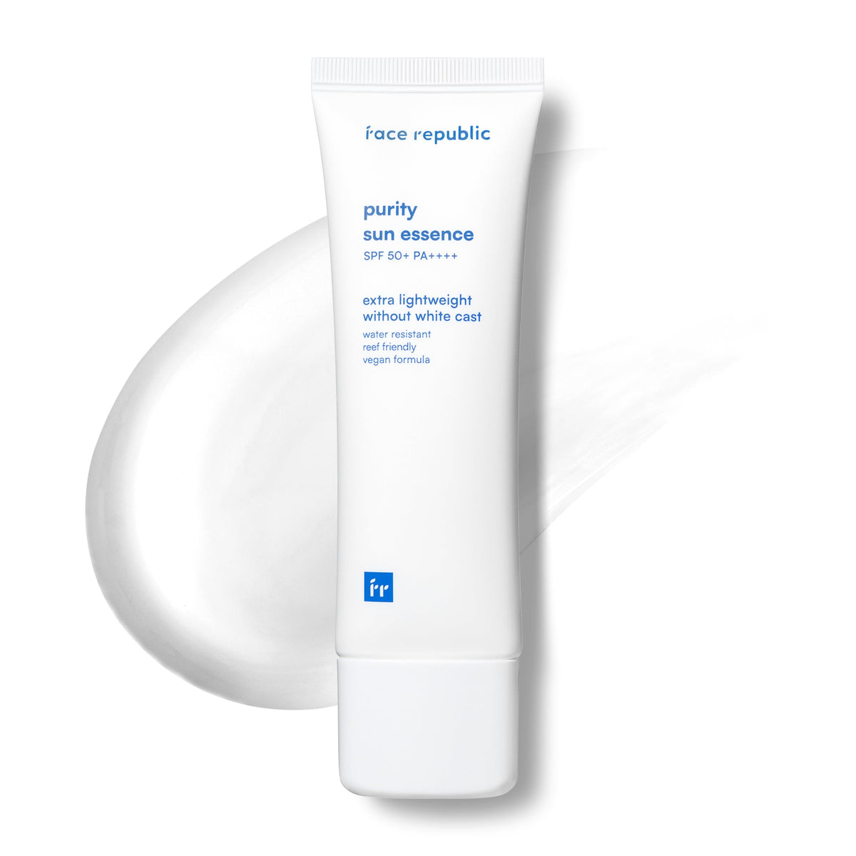 Face Republic Purity Sun Essence, bote, protección UV de amplio espectro y acabado ligero.