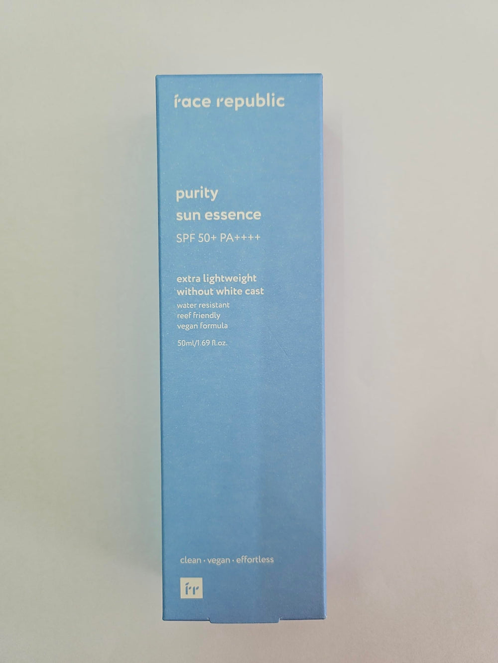 Face Republic Purity Sun Essence, fórmula con ceramida para hidratación y cuidado facial.