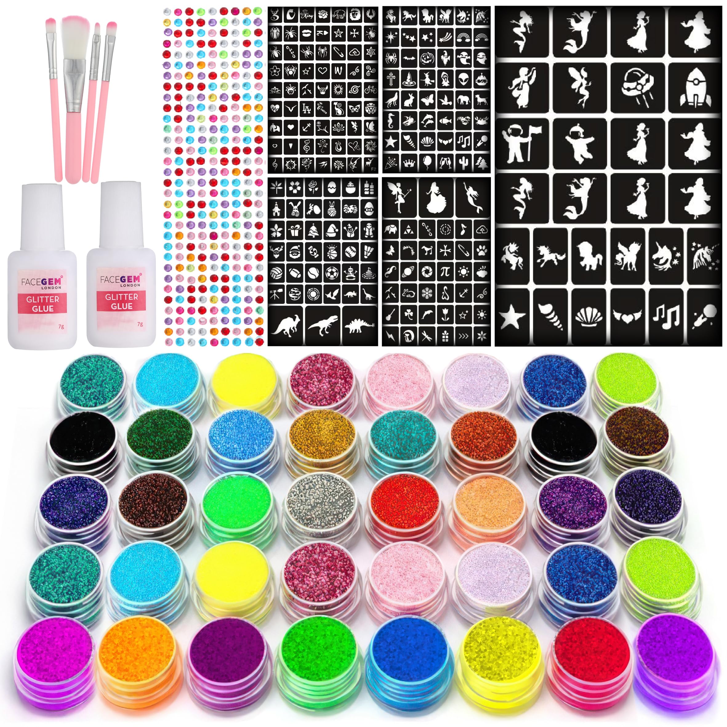 Facegem London: tatuajes brillantes con 40 colores para diversión segura de niños