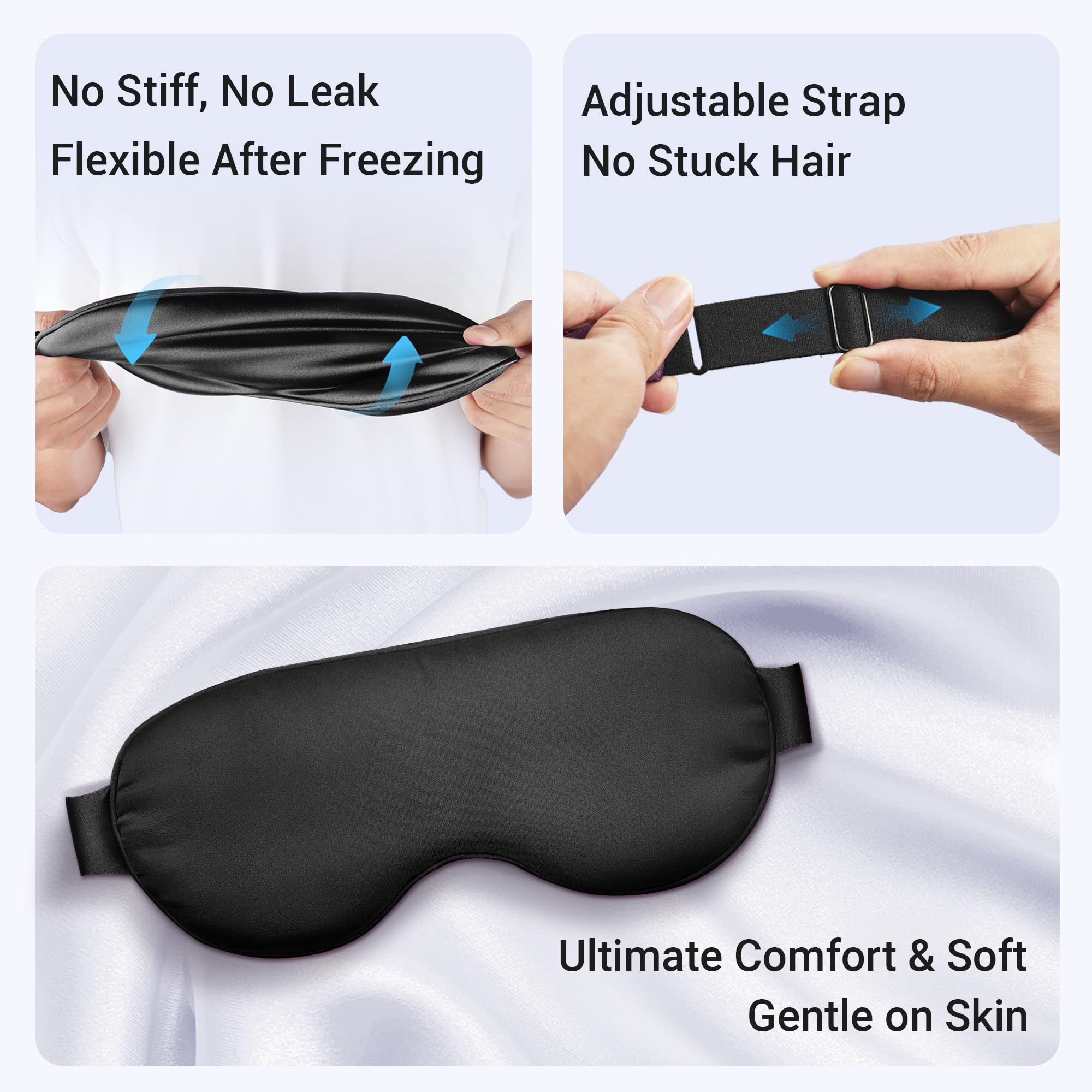 Facemoon cooling eye mask with adjustable strap fits most heads