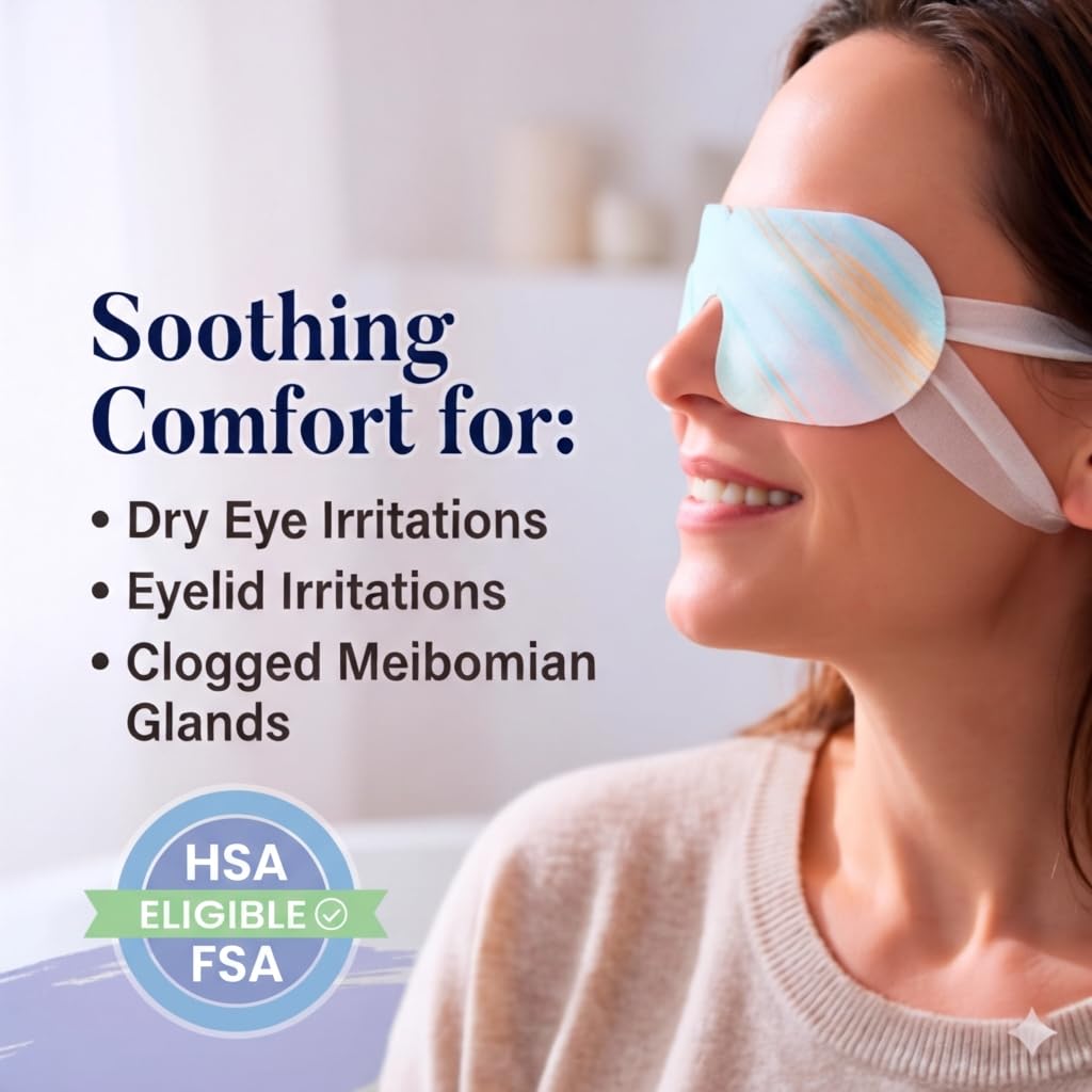 FACEMOON eye mask close-up showing heat therapy for soothing tired eyes.