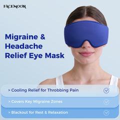 FACEMOON mascarilla gel frío alivio suave para migrañas con compresión.