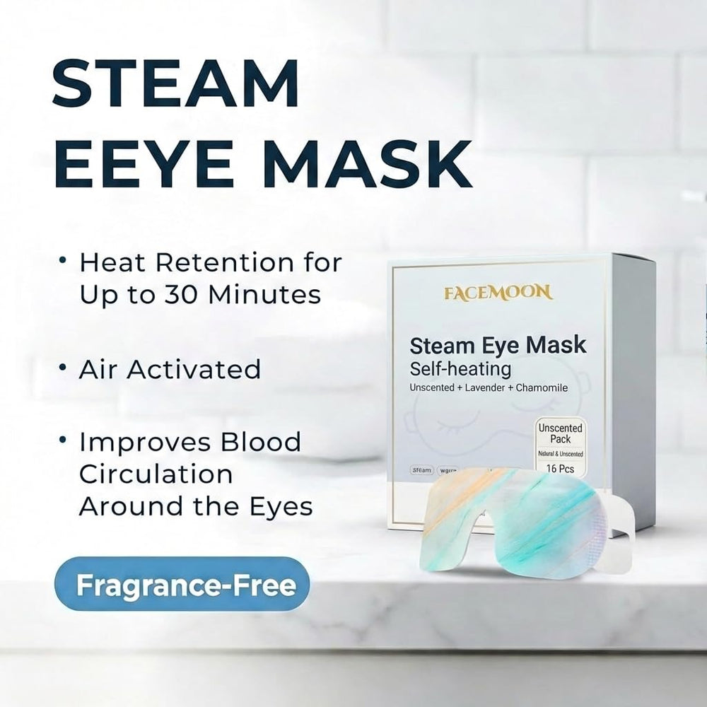 FACEMOON soft-fit eye mask with nose bridge provides light-blocking comfort.