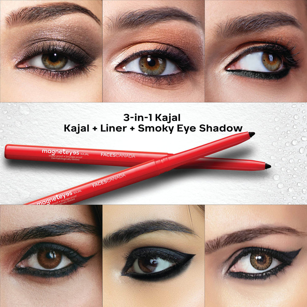 FACESCANADA Magneteyes Kajal aceite de almendra y vitamina E para cuidar la zona ocular