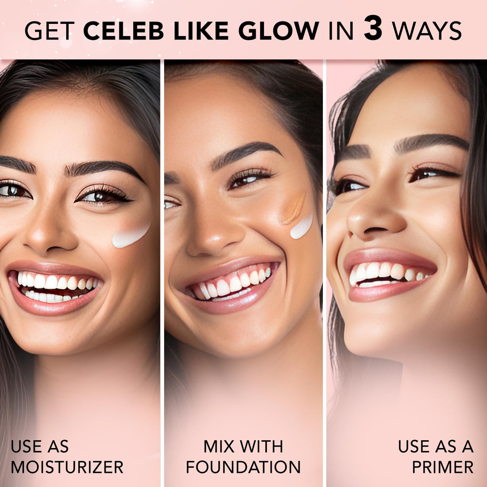 FACESCANADA Strobe Cream Rosa Dorado: aplicación como base iluminadora para un acabado luminoso.