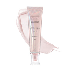 FACESCANADA Strobe Cream Rosa Dorado: botella frontal para base iluminadora y piel radiante.